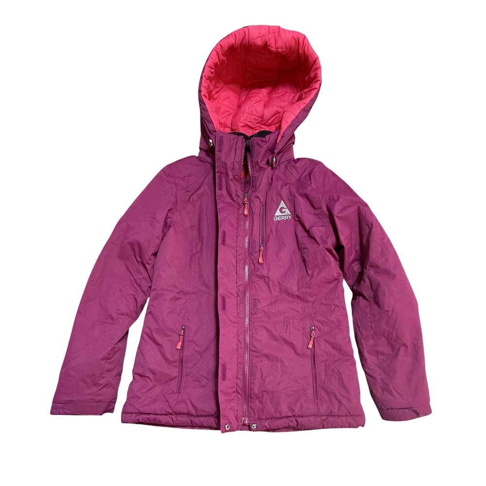 Gerry Ski Jacket Girls Large Purple‎ Pink Hooded Puffer Insulated Winter Coat